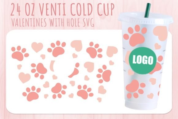 Dog Paws Valentine SVG: A Crafts Graphic for Cup Packaging