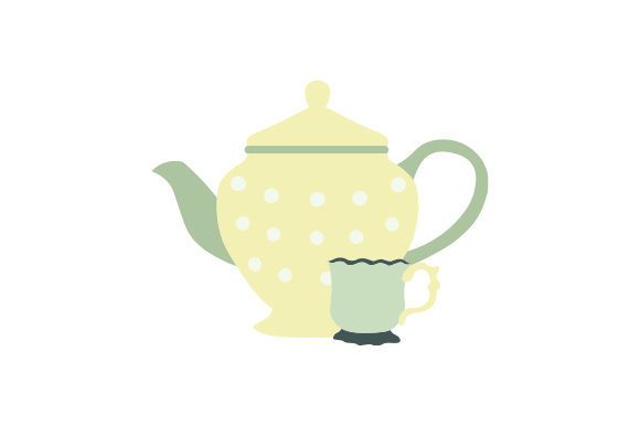 Vintage Tea Cup and Pot Design for Crafts and Cups
